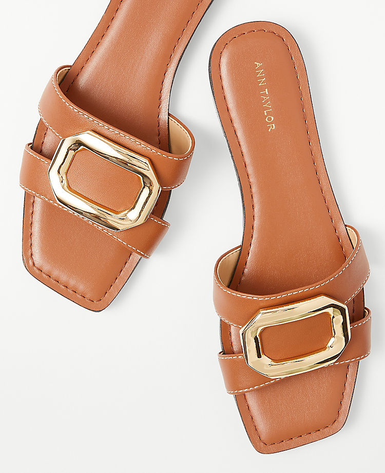 AT Weekend Leather Buckle Slides