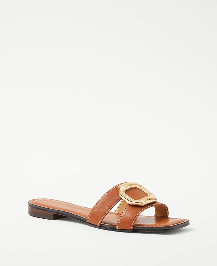 AT Weekend Leather Buckle Slides