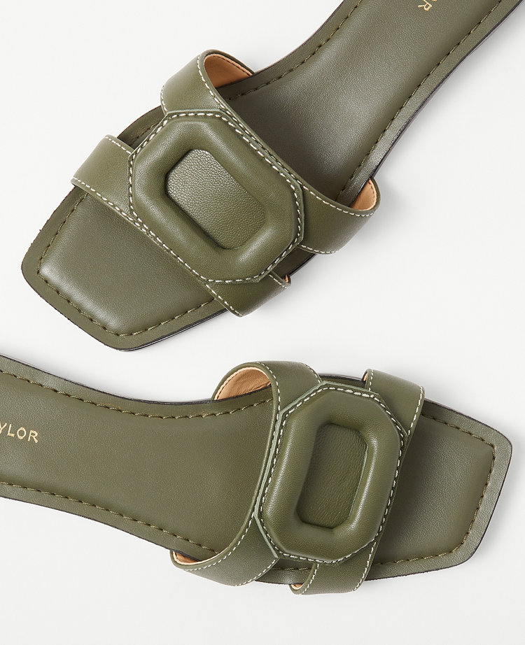 AT Weekend Leather Buckle Slides