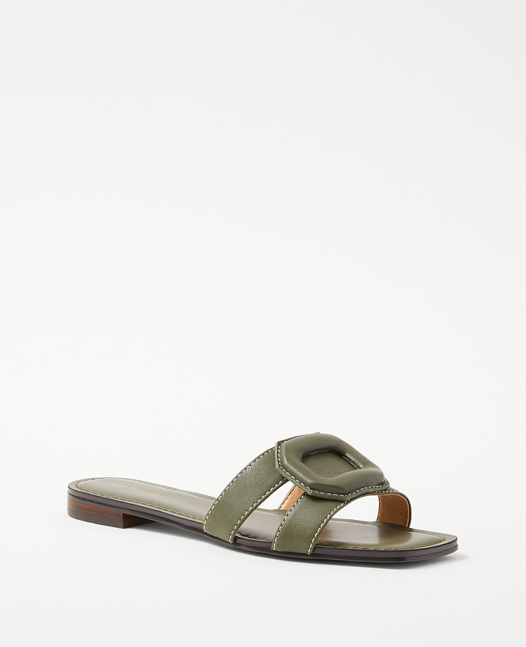 AT Weekend Leather Buckle Slides