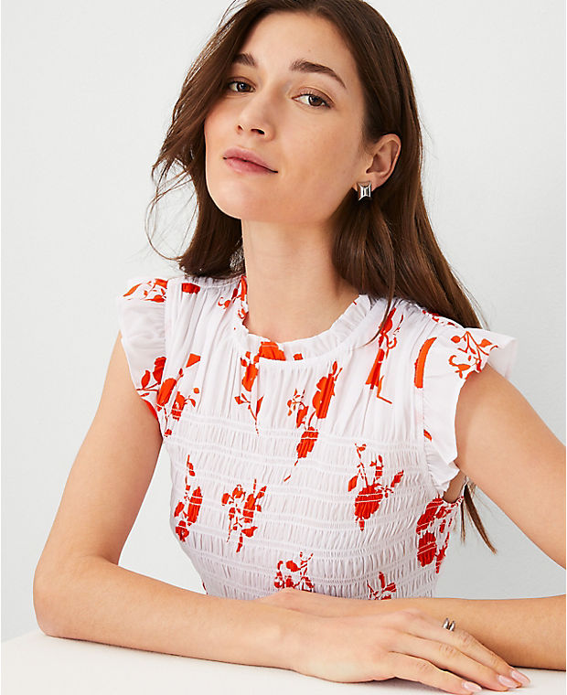 Floral Smocked Ruffled Top