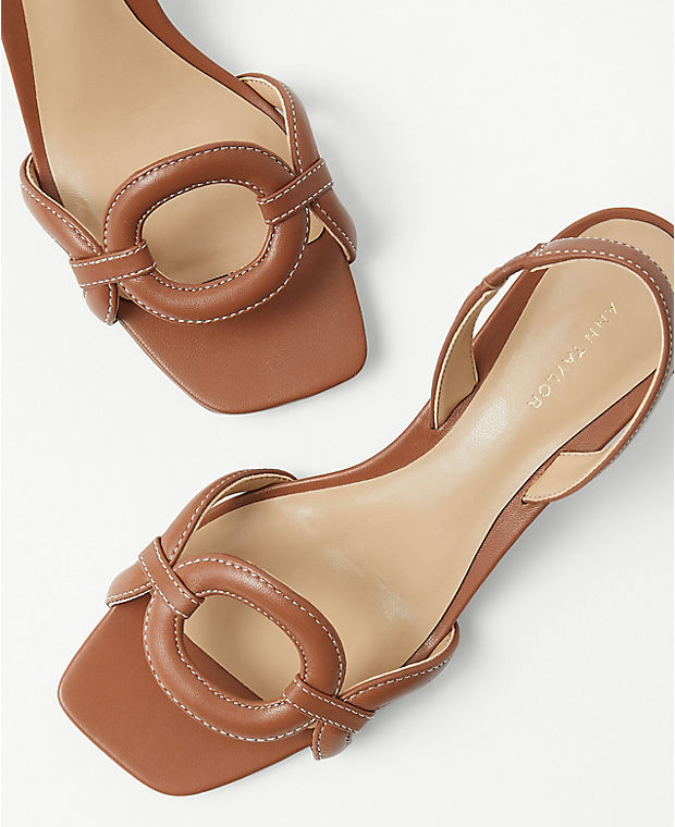 Ring Leather Slingback Sandals