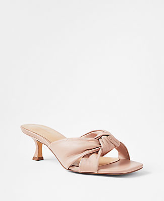 Ann Taylor Knotted Leather Sandals In Soft Blush