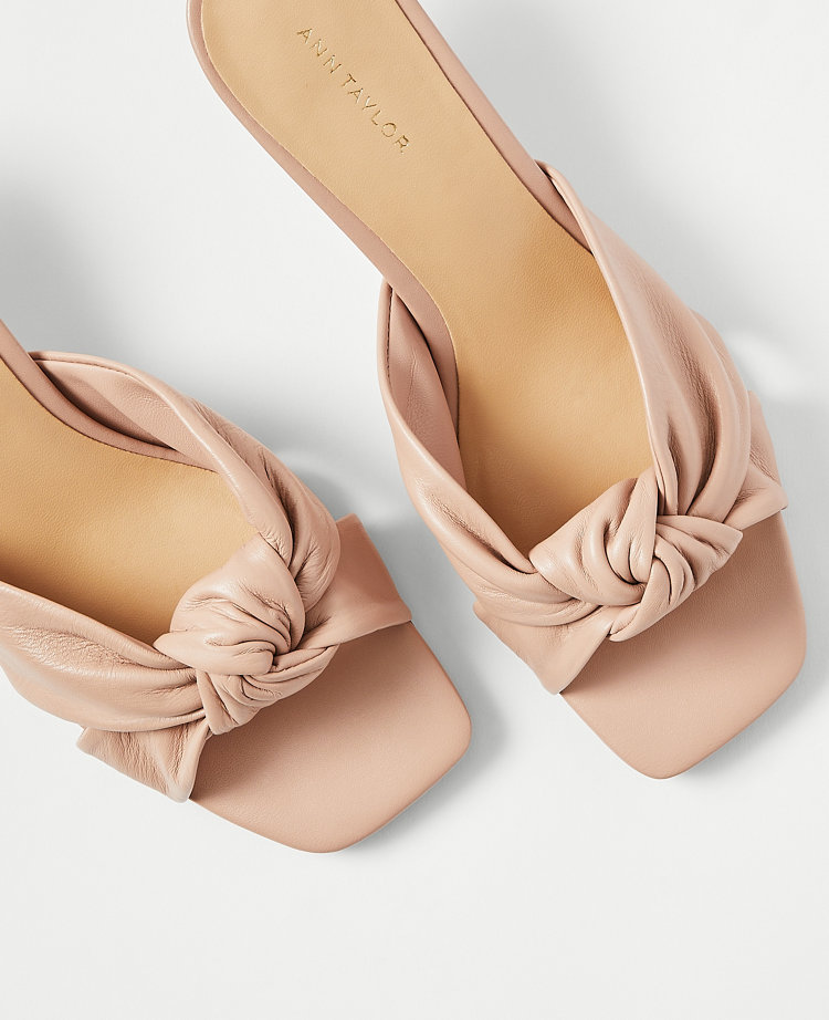 Knotted Leather Sandals - Soft Blush