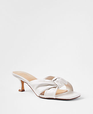 Ann Taylor Knotted Leather Sandals In Winter White