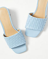 Woven Strap Leather Block Heel Sandals carousel Product Image 2