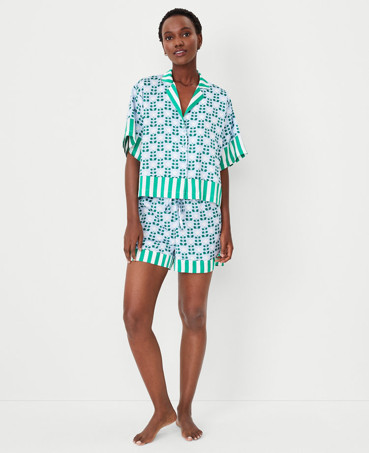 Botanical Green Gingham Linen Pajama Set