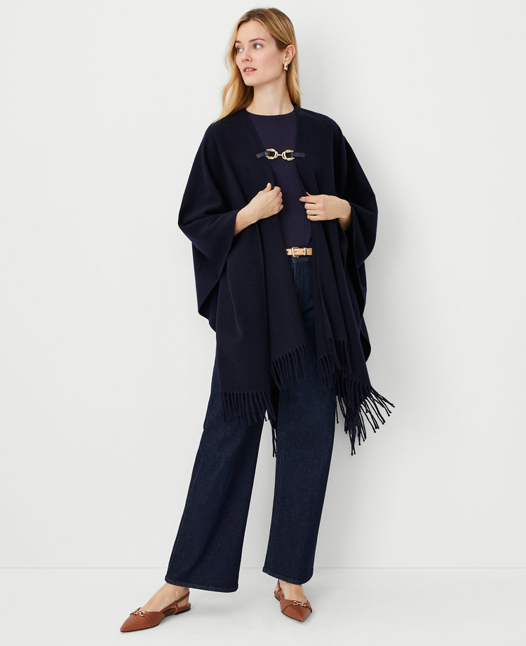 Chain Fringe Open Poncho