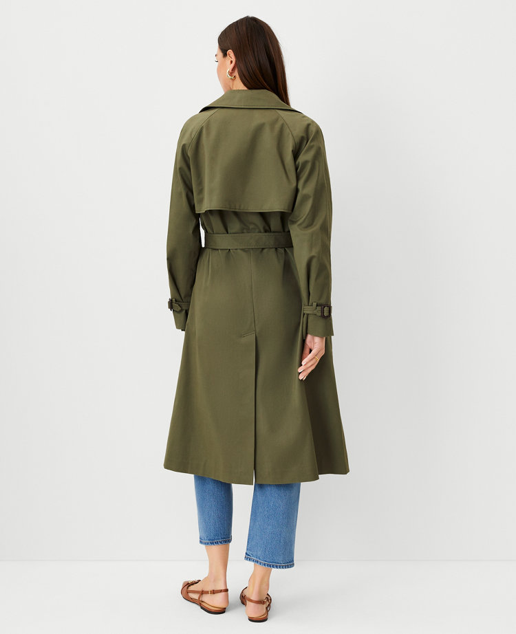 Ann Taylor Relaxed Raglan Trench Coat Green Kalamata Women's