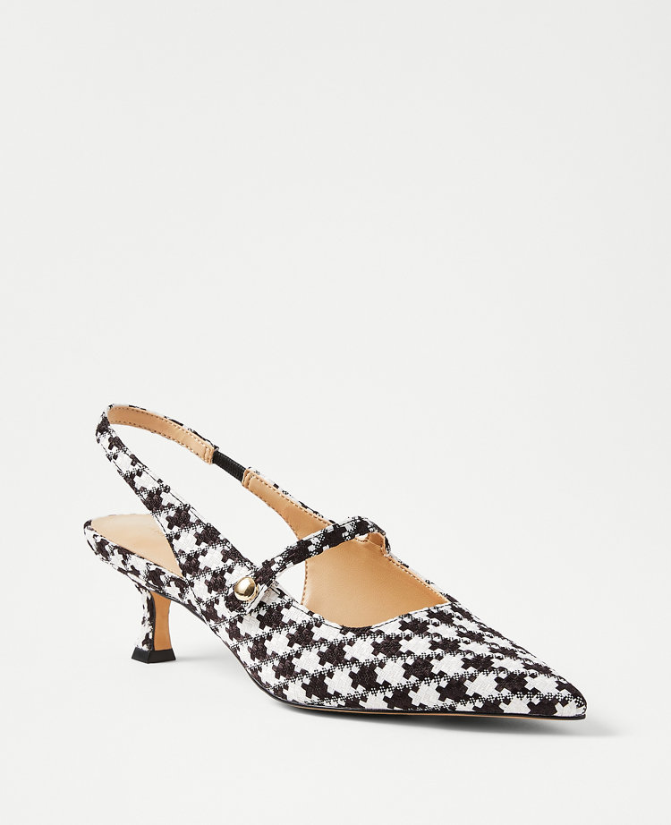 Houndstooth Mary Jane Kitten Heels