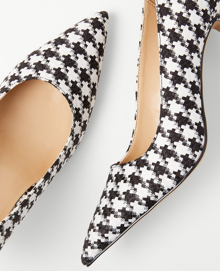 Ann Taylor Mae Houndstooth Pumps Black Ivory Combo Women's