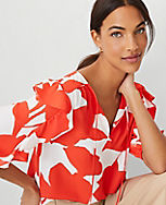 Shirred Ruffle Tie Neck Popover carousel Product Image 1