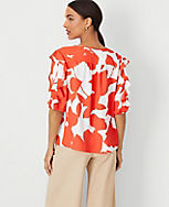 Shirred Ruffle Tie Neck Popover carousel Product Image 2