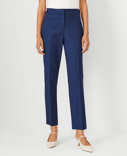 The Button Tab High Rise Eva Ankle Pant in Polished Denim - Curvy Fit