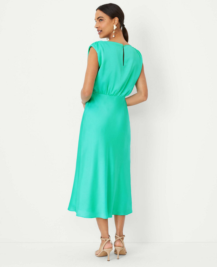 Linen Blend Boatneck Sheath Dress