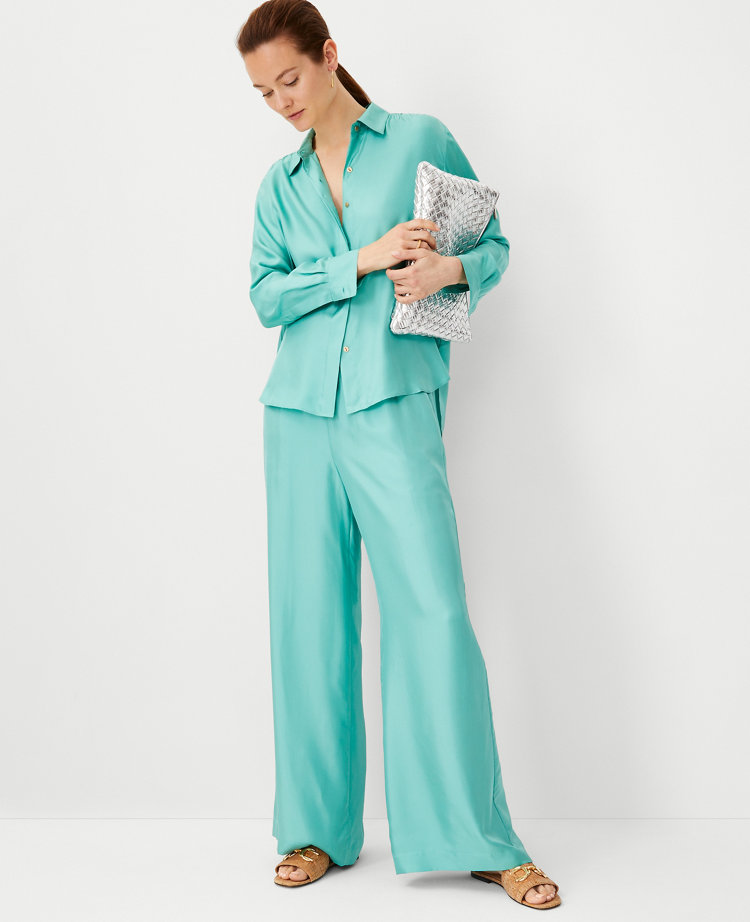 Studio Collection Easy Palazzo Pants in Silk Twill