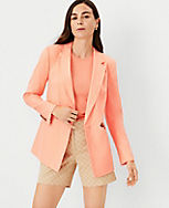Longer Tailored Double Breasted Blazer in Linen Blend carousel Product Image 3