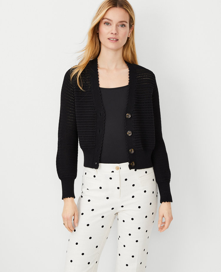 Textured Stitch Scalloped Cardigan