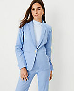 The Petite Hutton Blazer in Chambray Linen Blend carousel Product Image 1