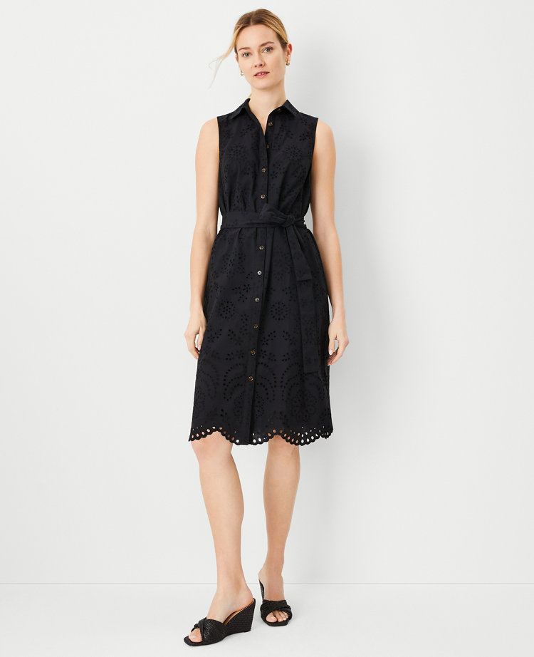 Eyelet Belted Shirtdress