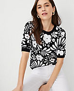 Floral Jacquard Sweater Tee carousel Product Image 1