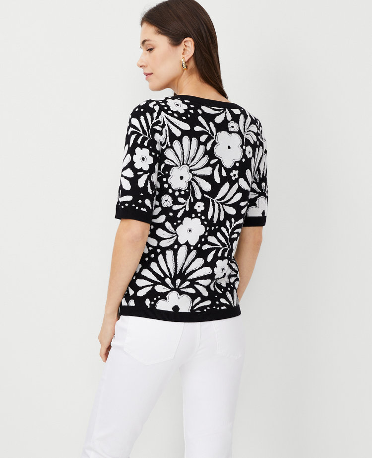 Umgee Single Flower Stem Jacquard Sweater main image 1