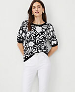 Floral Jacquard Sweater Tee carousel Product Image 3