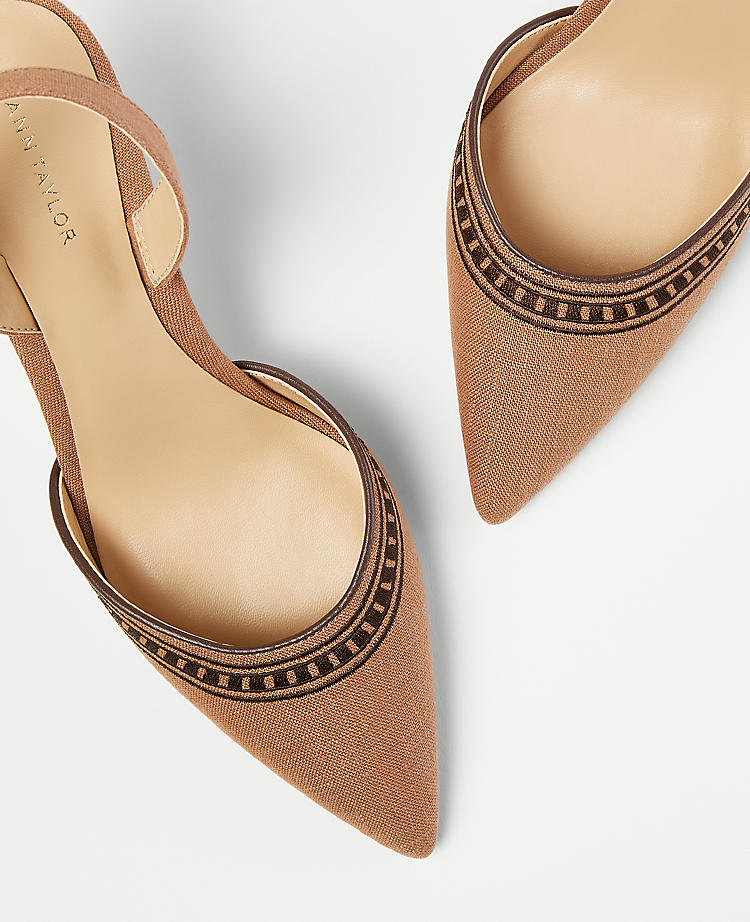 Kerry Embroidered Linen Pumps