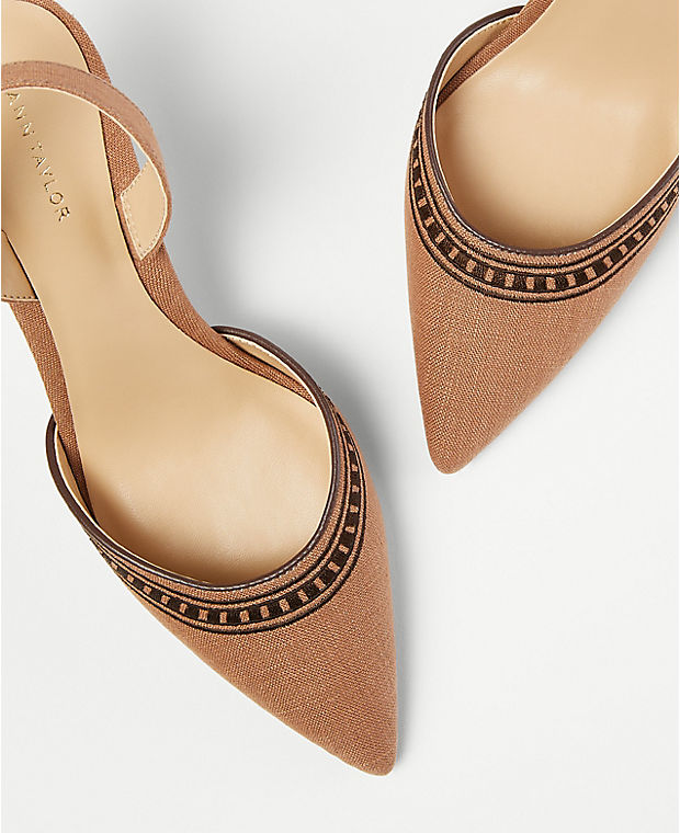 Kerry Embroidered Linen Pumps