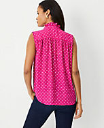 Dotted Ruffle Button Sleeveless Top carousel Product Image 2