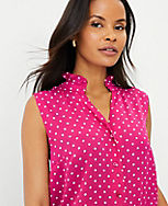 Dotted Ruffle Button Sleeveless Top carousel Product Image 3