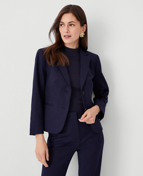 The Tall Cropped Two Button Blazer in Stretch Cotton