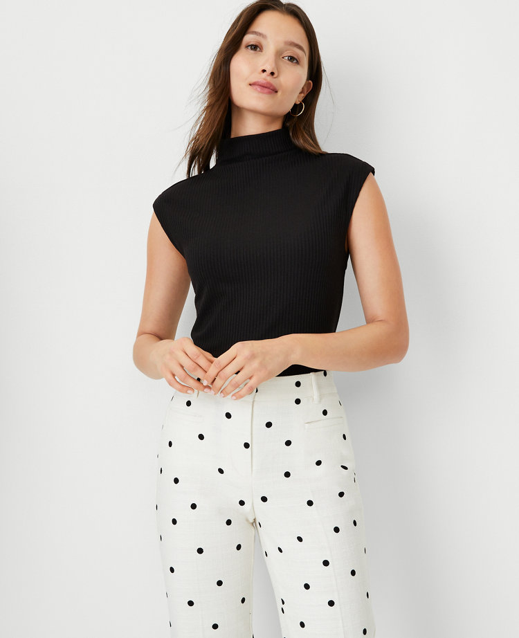 Ann Taylor Petite Ribbed Mock Neck Top