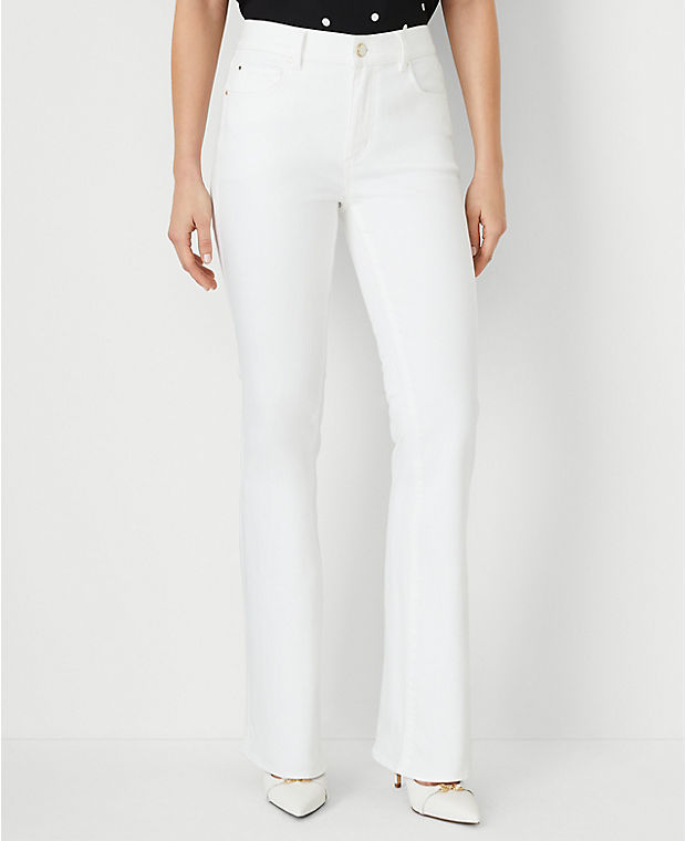 Petite Mid Rise Boot Jeans in White - Curvy Fit