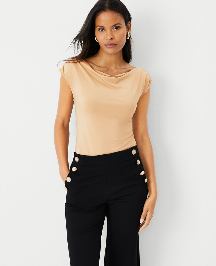 Petite Draped Cowl Neck Top