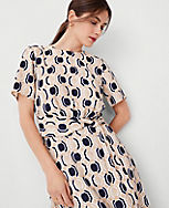 Petite Geo Belted Twist Flare Dress carousel Product Image 3