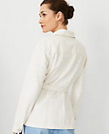 Petite AT Weekend Belted Denim Jacket in Ivory carousel Product Image 2