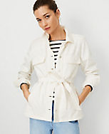 Petite AT Weekend Belted Denim Jacket in Ivory carousel Product Image 4