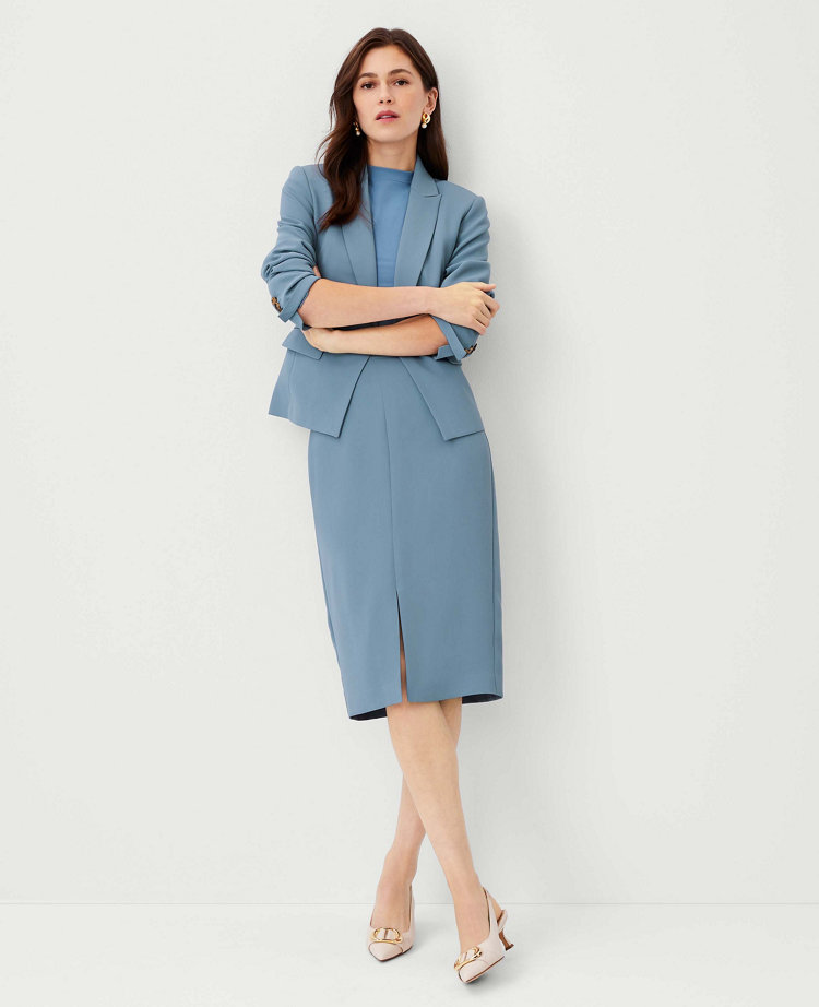 The Petite Front Slit Pencil Skirt in Crepe