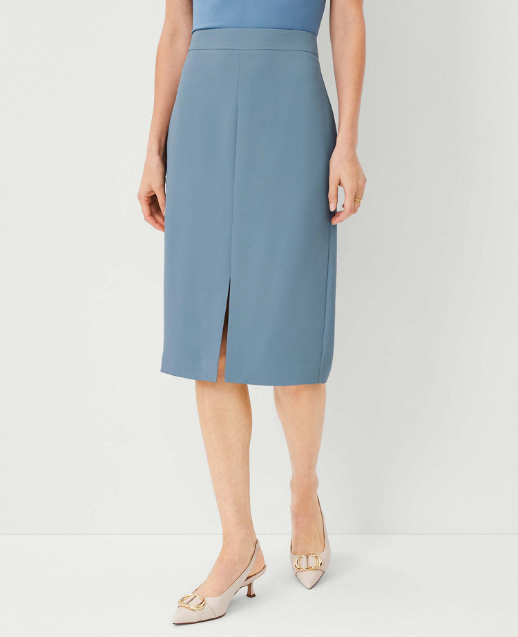 The Petite Front Slit Pencil Skirt in Crepe