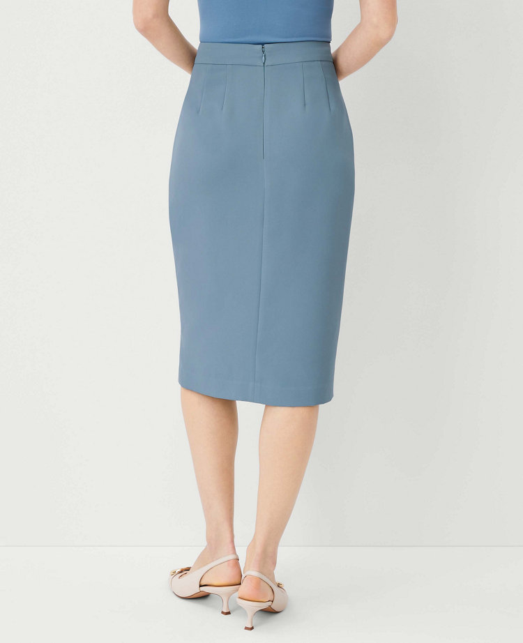 Ann Taylor The Petite Front Slit Pencil Skirt Crepe Blue Echo Women's