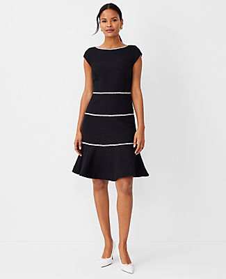 Ann Taylor Tweed Tiered Flare Dress