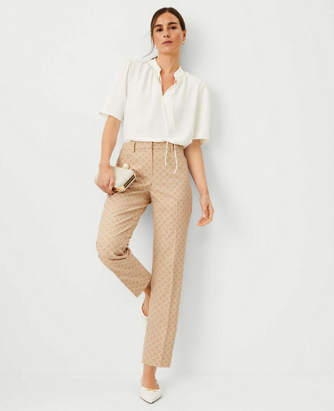 Ann Taylor The Relaxed Cotton Ankle Pant Check