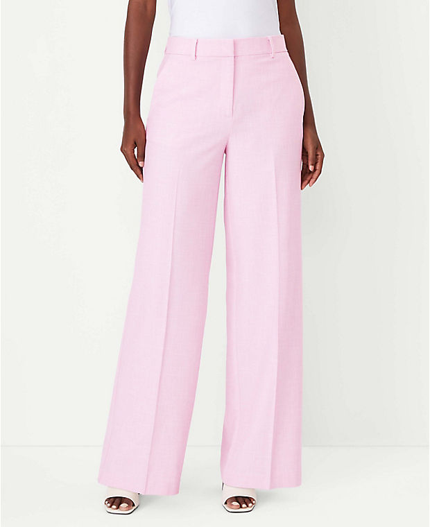 The Petite High Rise Wide Leg Pant in Cross Weave