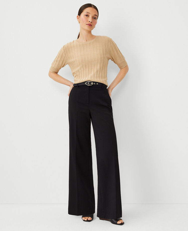 Women's Black Petite Wide Leg Pants