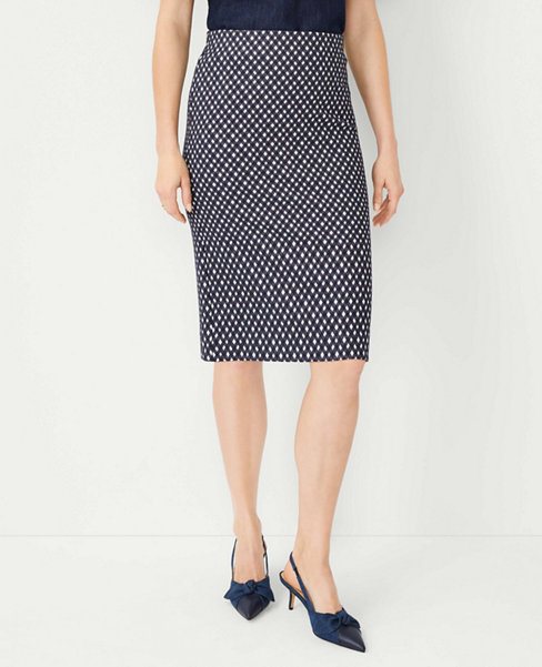 Checked Pull On Pencil Skirt