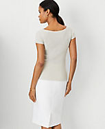 Petite Shimmer Ribbed Wide Neck Tee carousel Product Image 2