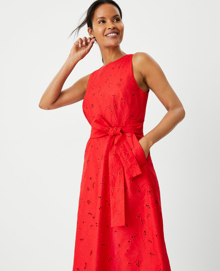 Red eyelet dress on sale