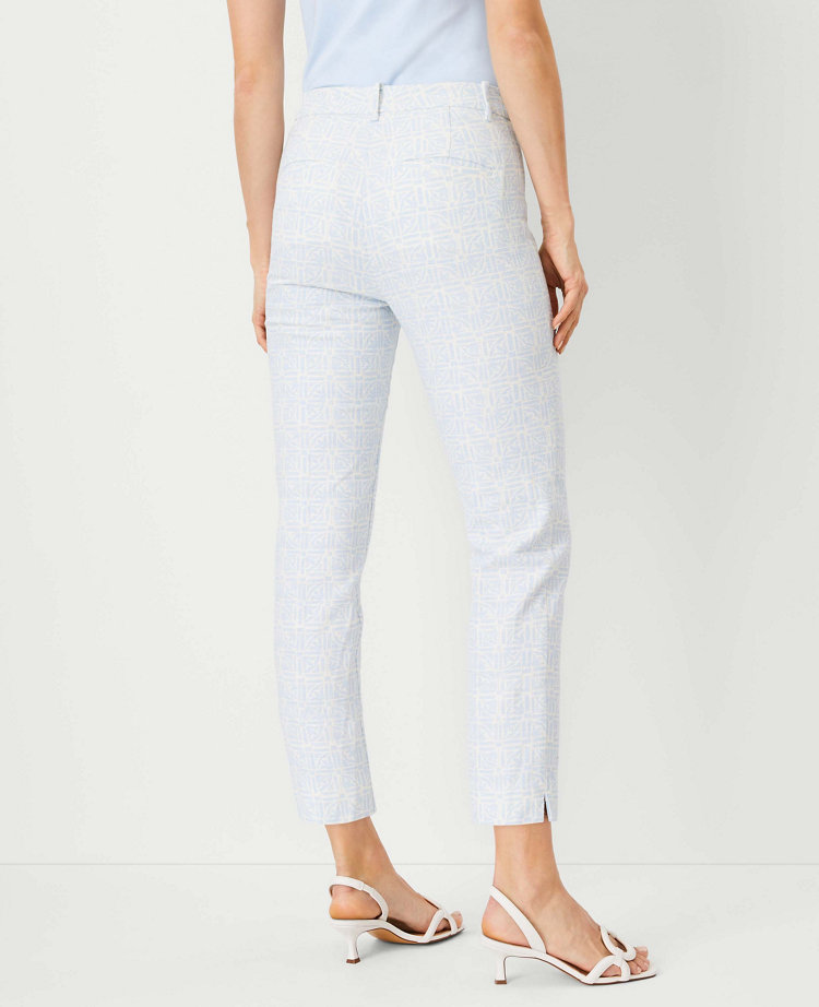 Ann Taylor The Tall Cotton Crop Pant Geo Texture Cafe Blue Women's