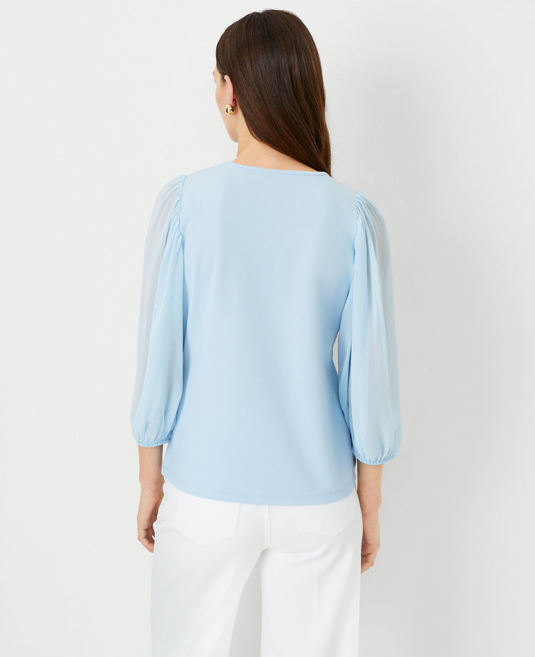 Petite Chiffon Sleeve Popover